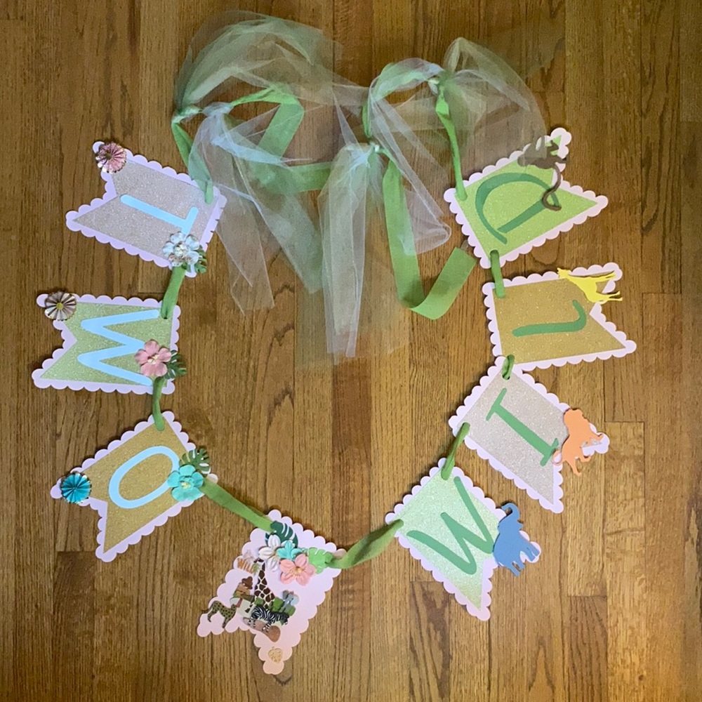TWO Wild Themed Birthday Banner and Tutu.
